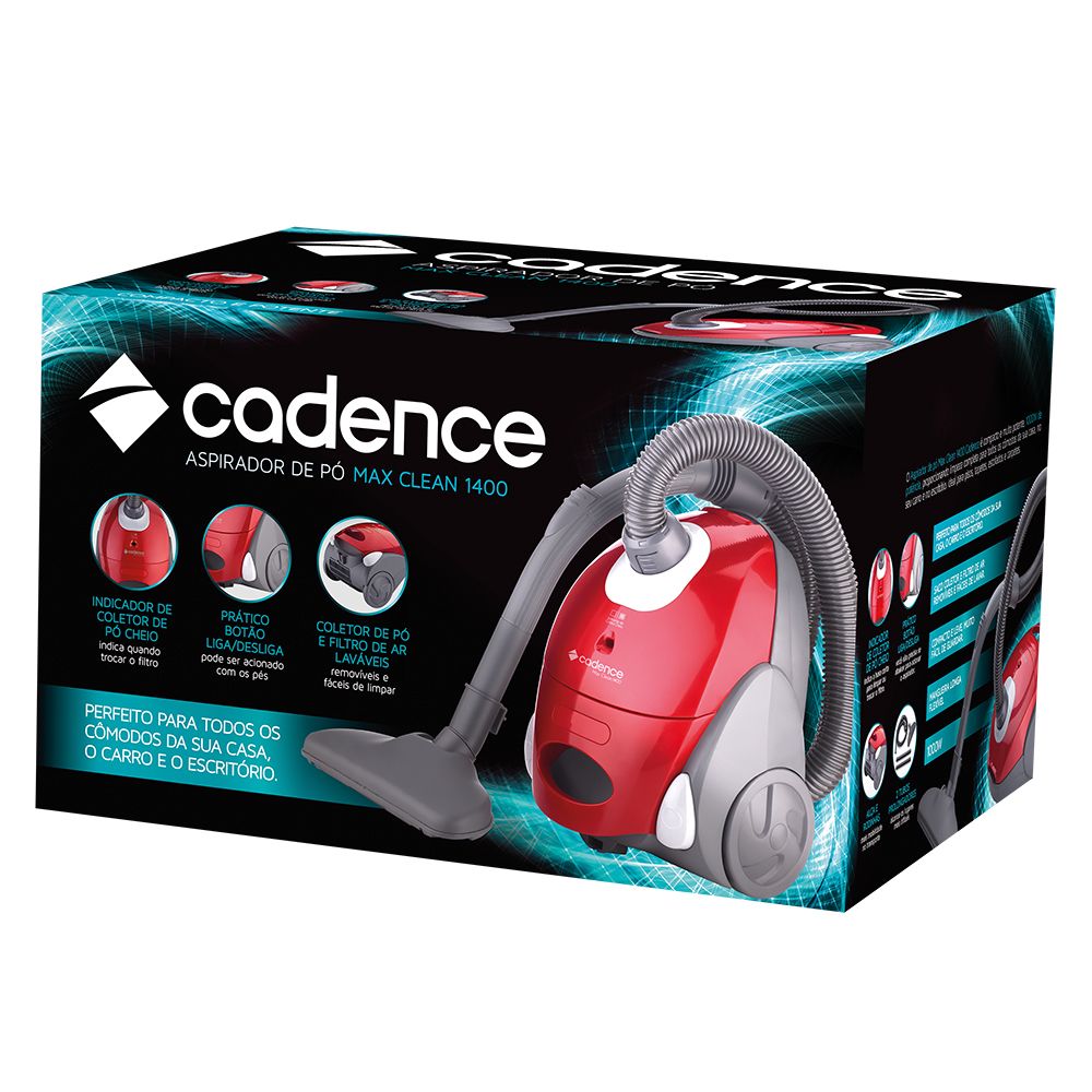 Aspirador De Pó Max Clean 1400 1000w - Cadence Pó - Aspirador - Cadence - Max clean - 1000 w - Estofados - 127 v - 1000w