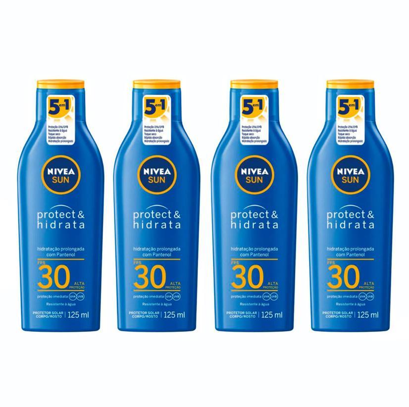 Kit 4 Protetores Solares Nivea Sun Protect&Hidrata Fps30 Protetor solar - Nivea - Sun - 30 - 125 ml - 125ml