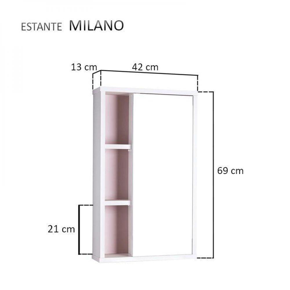 Armário com Espelho para Banheiro Milano Rosa Claro