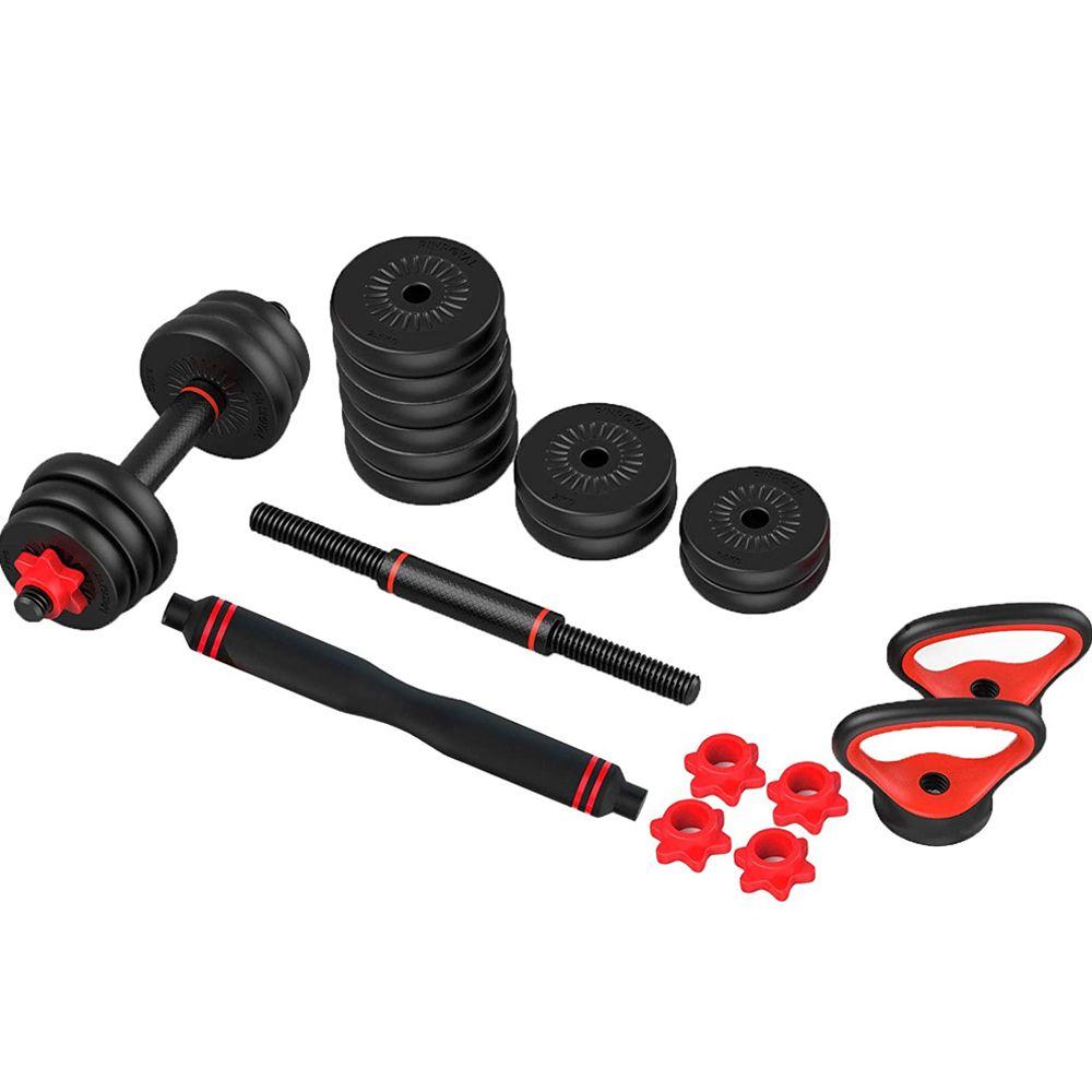Kit Halteres 6 Em 1 Peso Musculação Até 50kg Ajustável Preto