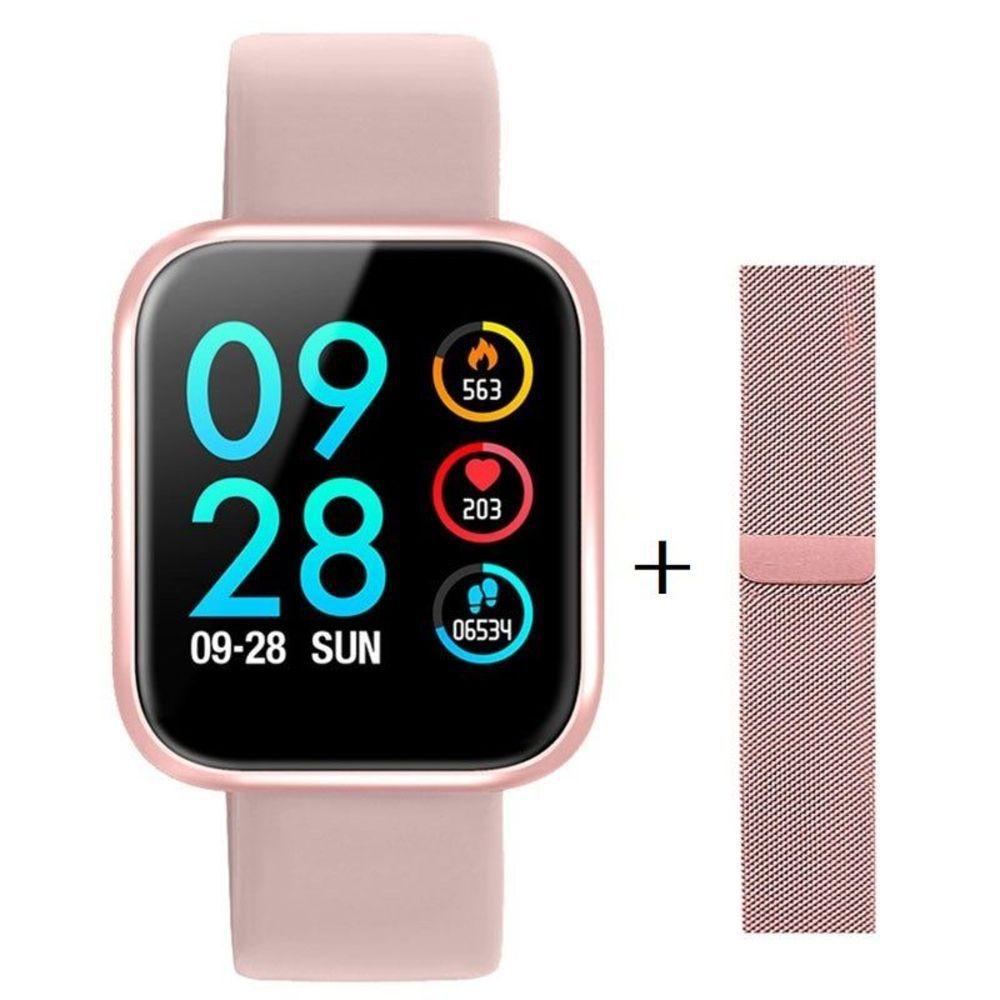 Relógio Smartwatch P70 Monitor Cardíaco Pressão Arterial Sono Passos Android Ios - Rosa