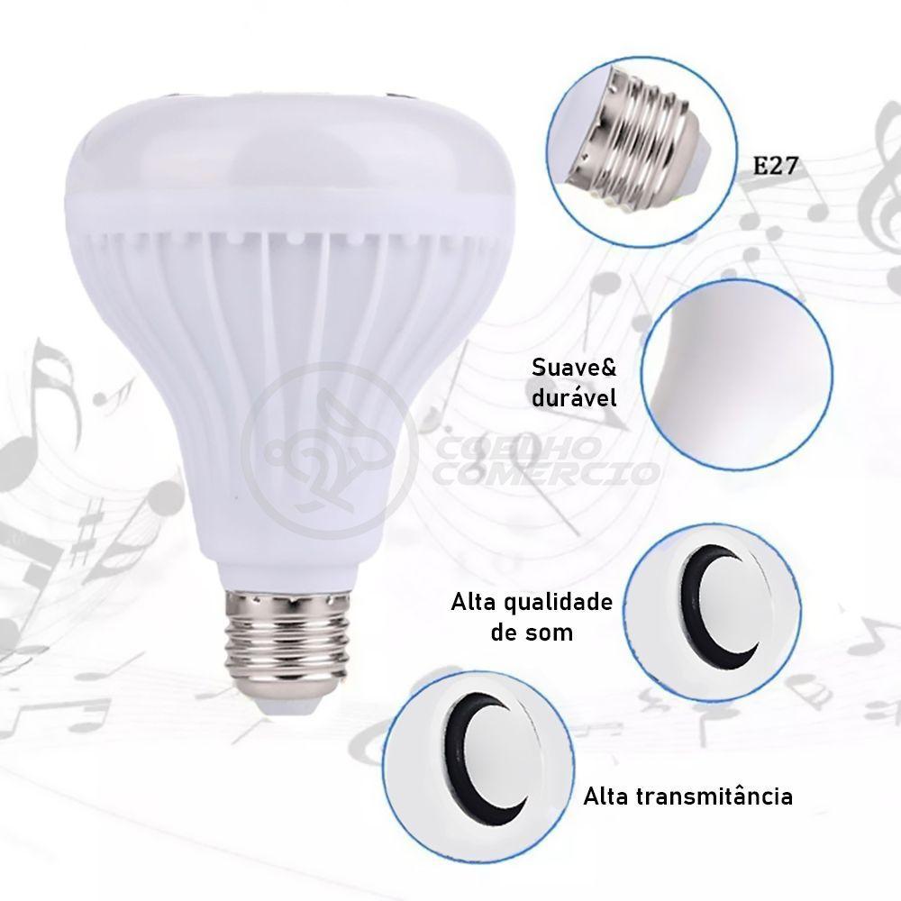 Lâmpada Led 12W E27 Rgb Colorida Com Caixa De Som Bluetooth