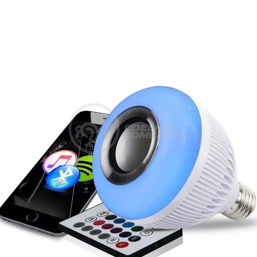 Lâmpada Led 12W E27 Rgb Colorida Com Caixa De Som Bluetooth