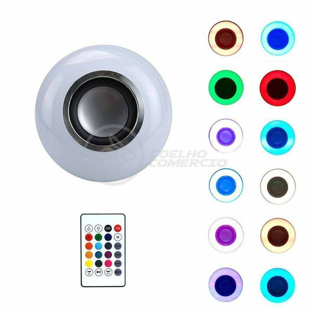 Lâmpada Led 12W E27 Rgb Colorida Com Caixa De Som Bluetooth