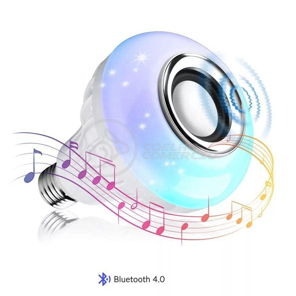 Lâmpada Led 12W E27 Rgb Colorida Com Caixa De Som Bluetooth