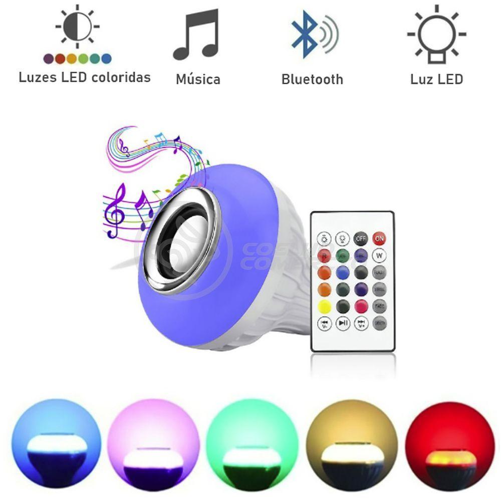 Lâmpada Led 12W E27 Rgb Colorida Com Caixa De Som Bluetooth