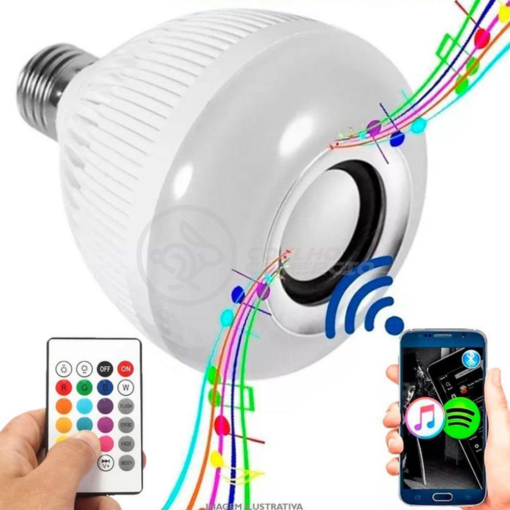 Lâmpada Led 12W E27 Rgb Colorida Com Caixa De Som Bluetooth