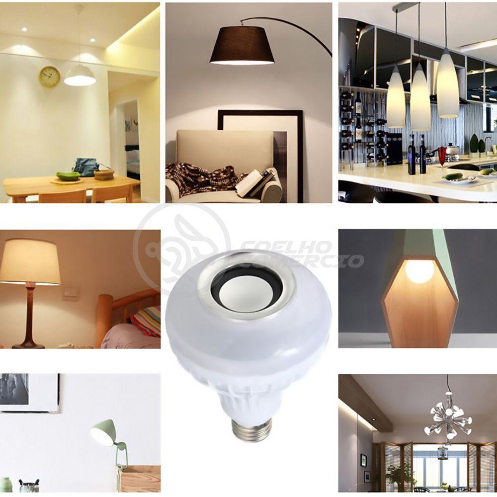 Lâmpada Led 12W E27 Rgb Colorida Com Caixa De Som Bluetooth