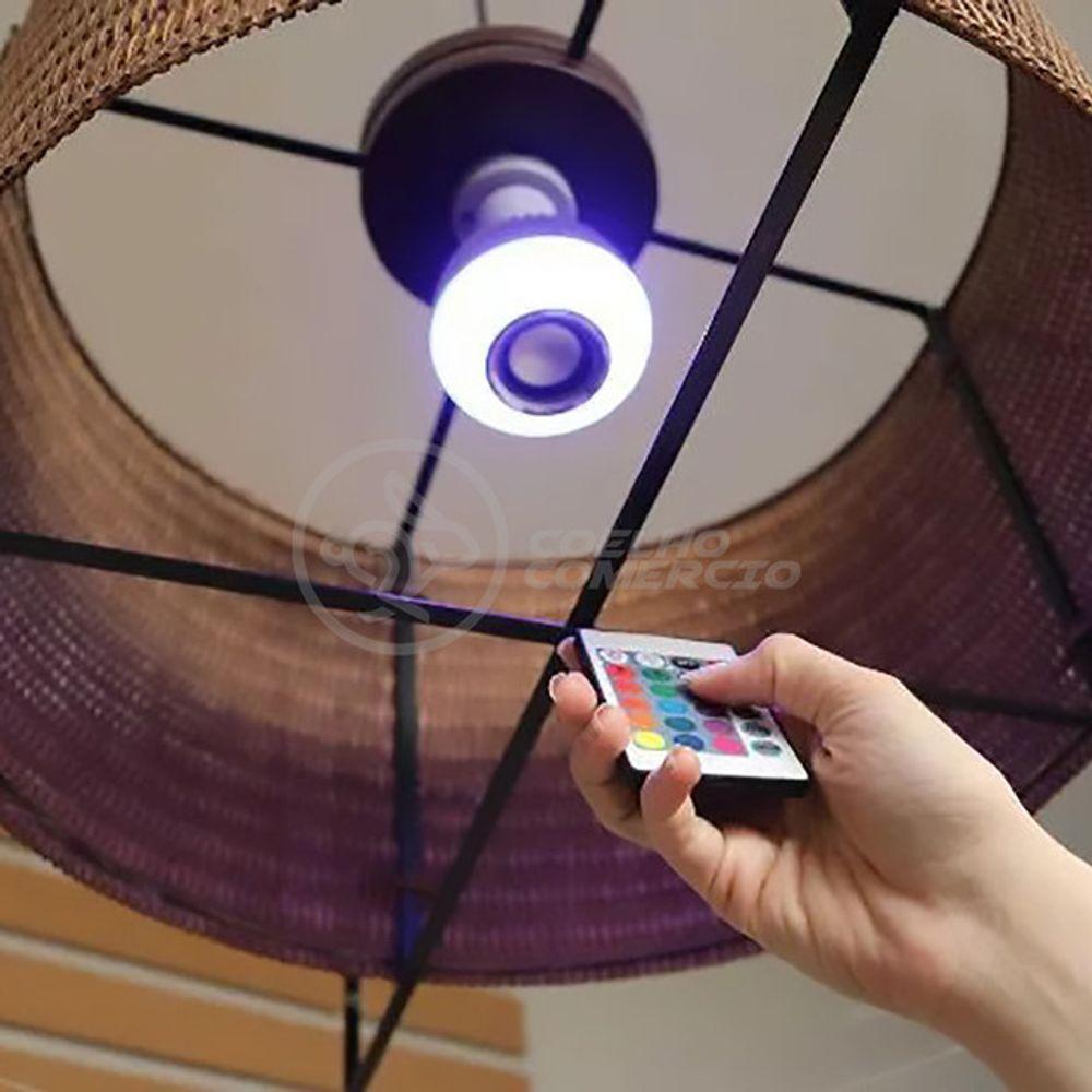 Lâmpada Led 12W E27 Rgb Colorida Com Caixa De Som Bluetooth