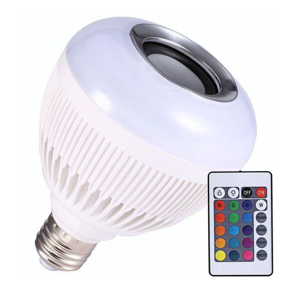 Lâmpada Bluetooth Com Led Rgb Música 12W + Controle Remoto