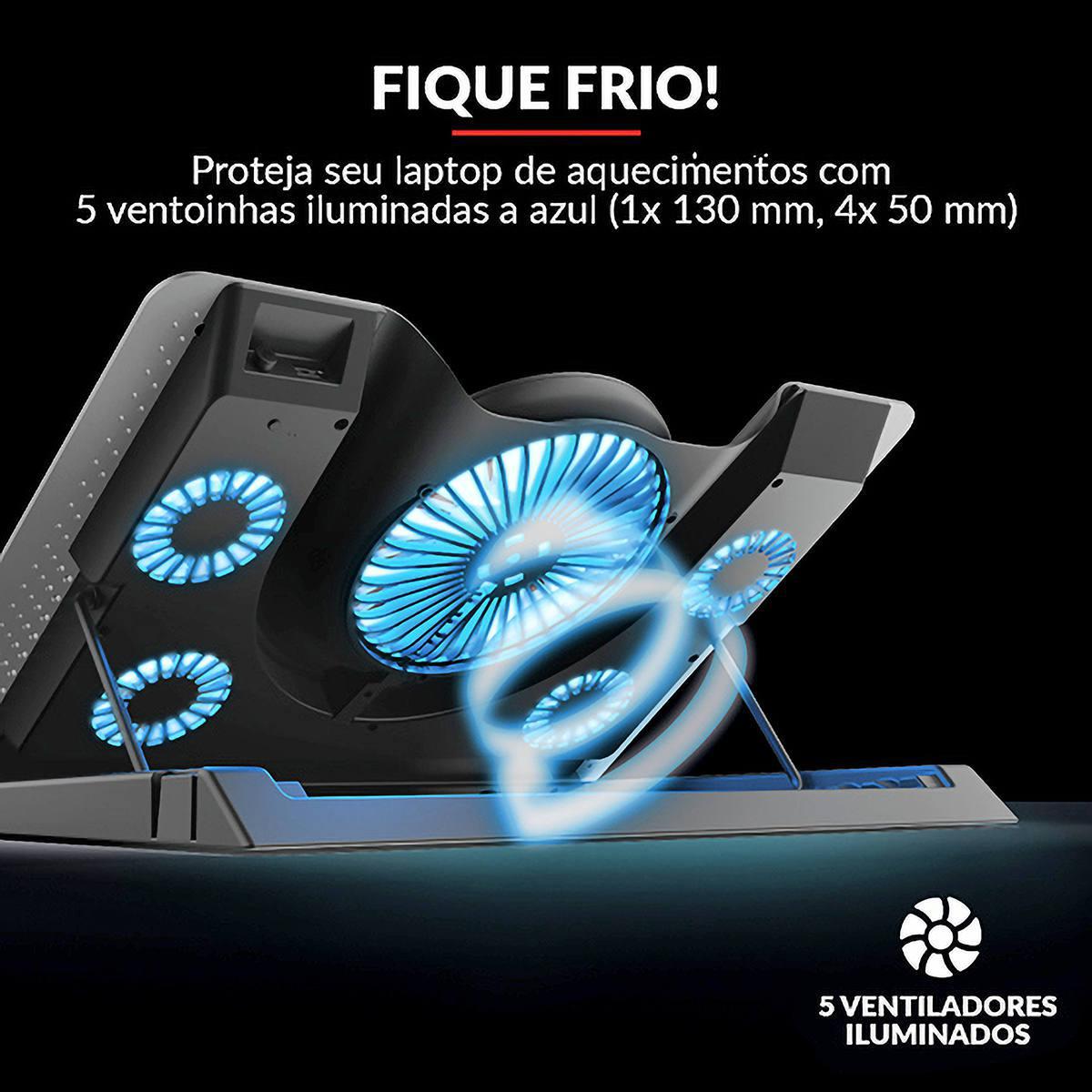 Base Para Notebook 5 Coolers 5 Ajustes Suporte Celular Trust
