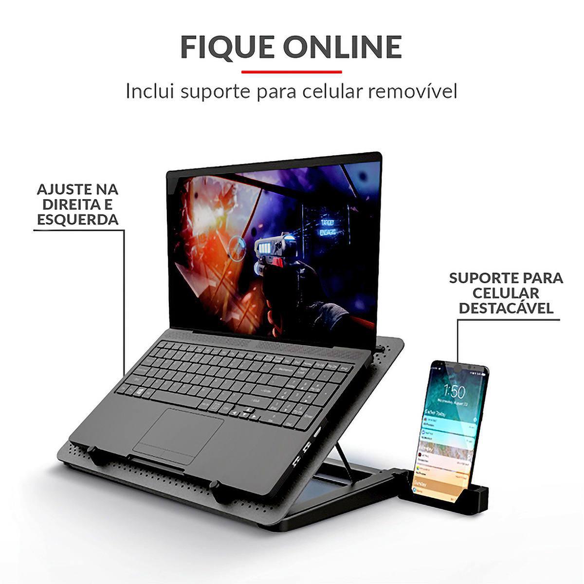 Base Para Notebook 5 Coolers 5 Ajustes Suporte Celular Trust