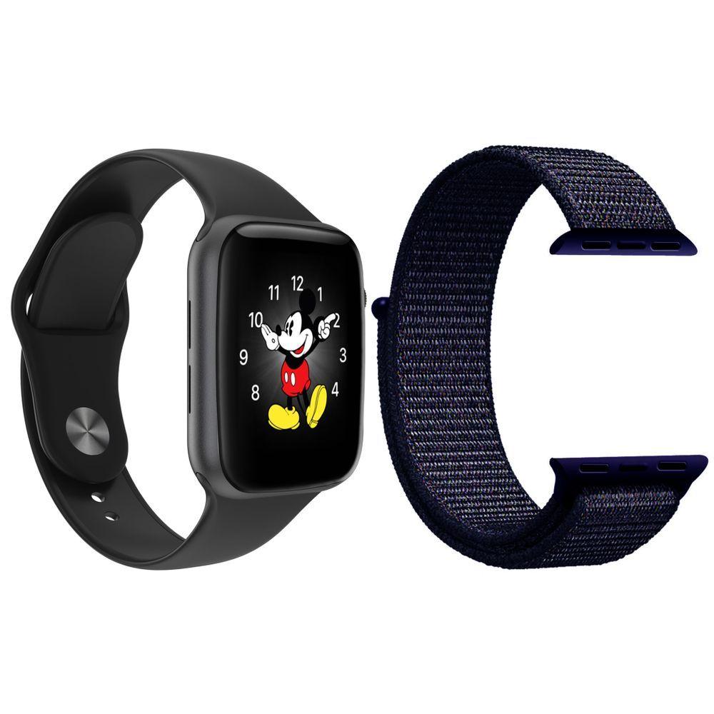 Kit Smartwatch Ld5 Preto +Pulseira Azul Meia Noite