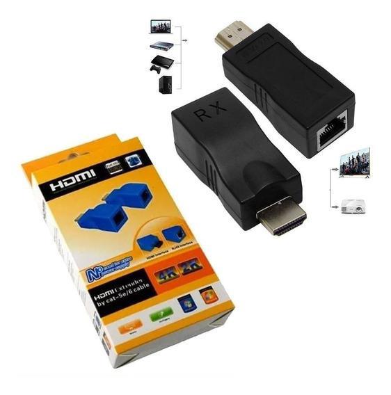 Extensor Hdmi 30 Metros Via 1 Cabo Rede Rj45 Cat6E/6 Cobre