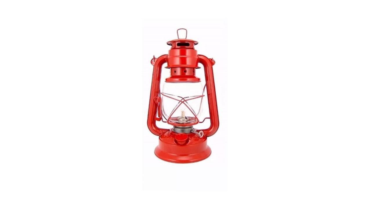 Lampião Lamparina A Querosene Grande 34Cm Vermelho Western