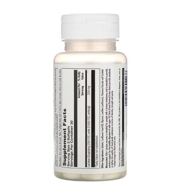 Enzima Lactase, 125 Mg, 60 Cápsulas, Kal