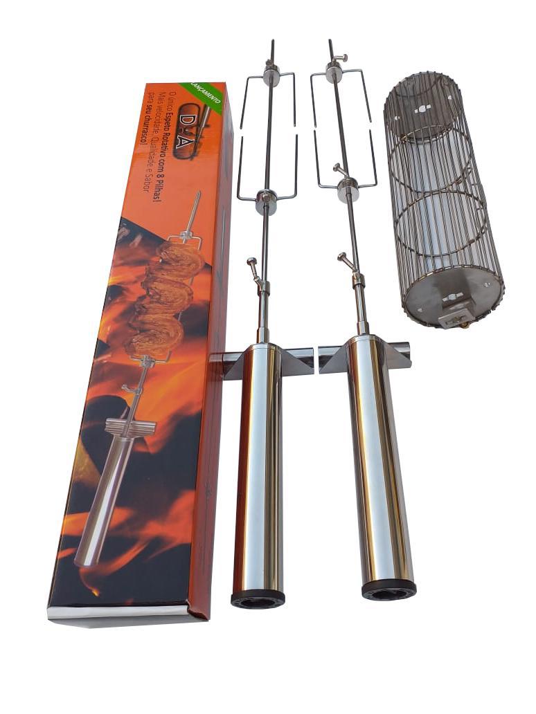Kit 2 Espetos Giratórios A Pilha + Cesto De Coração