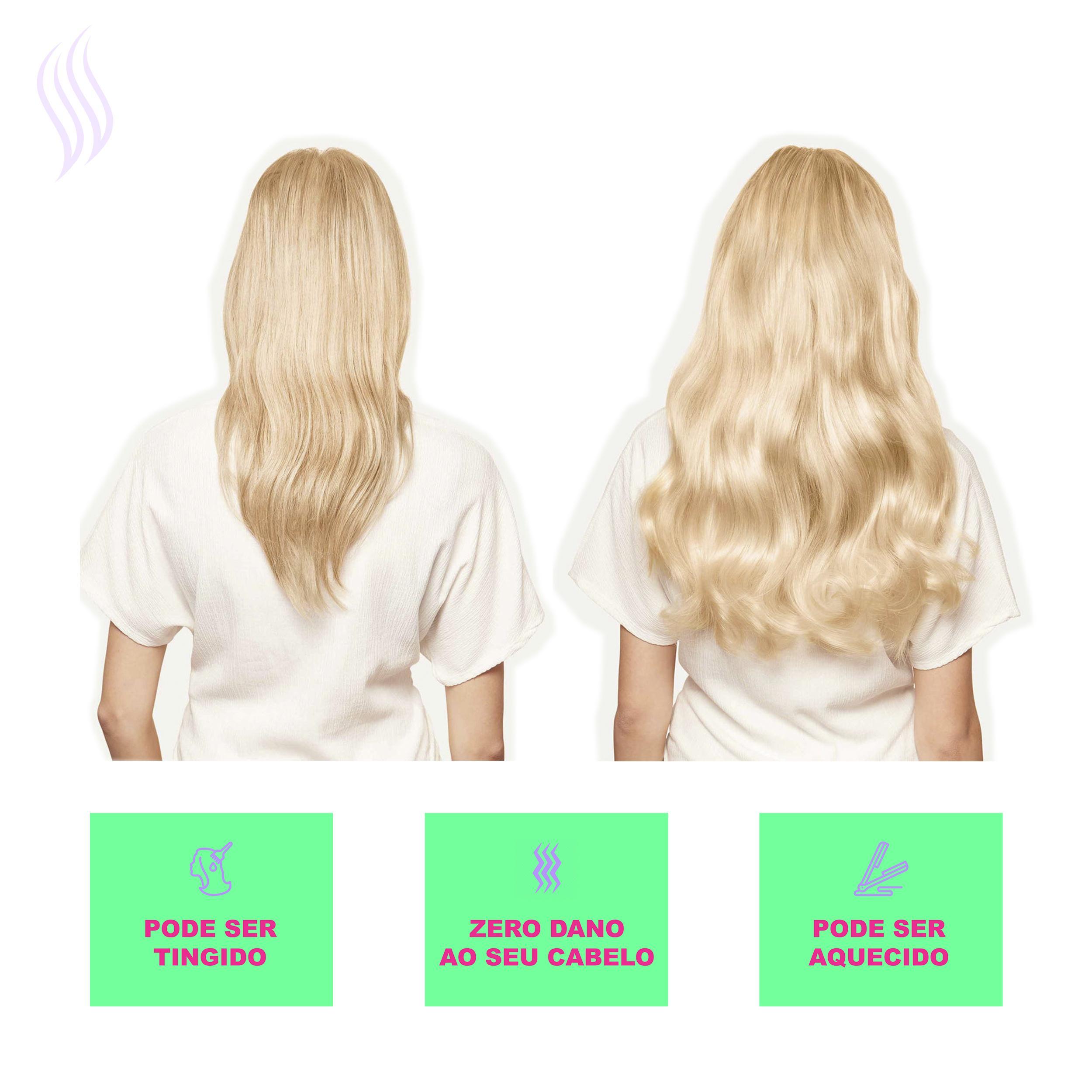 Aplique Tic Tac Cabelo Humano Loiro Claro 70 Cm 220 Gramas