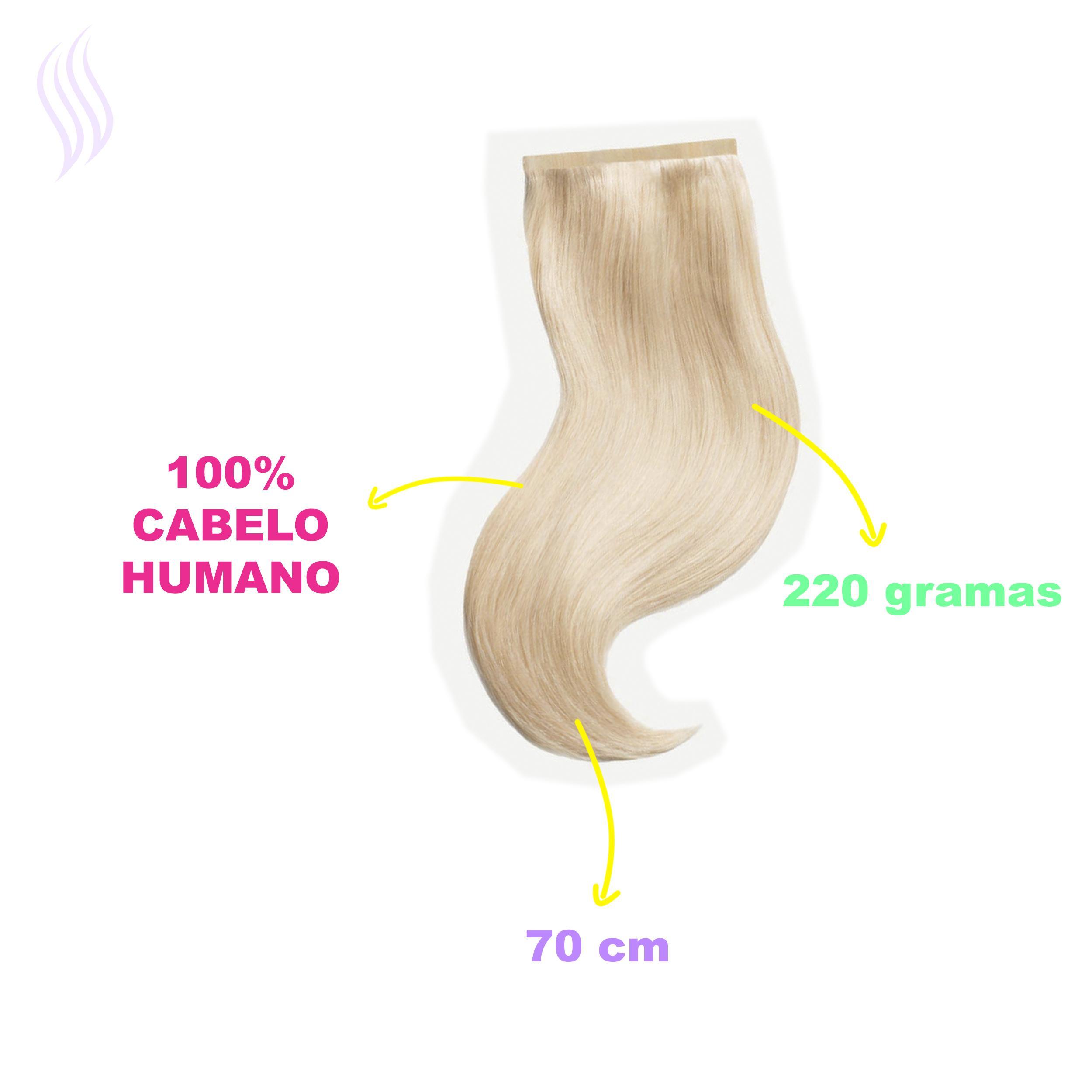 Aplique Tic Tac Cabelo Humano Loiro Claro 70 Cm 220 Gramas