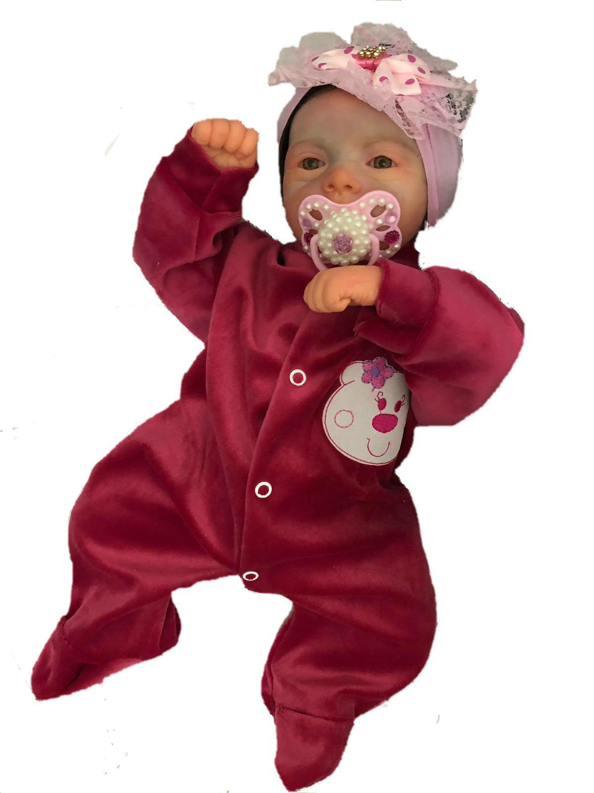 Boneca Bebê Reborn Loira Luxo Rosa Com Cílios e Mochila na