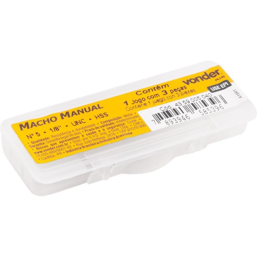 Macho Manual Aço Rápido Nº 5 1/8'' Unc Jogo C/ 3 Pçs Vonder