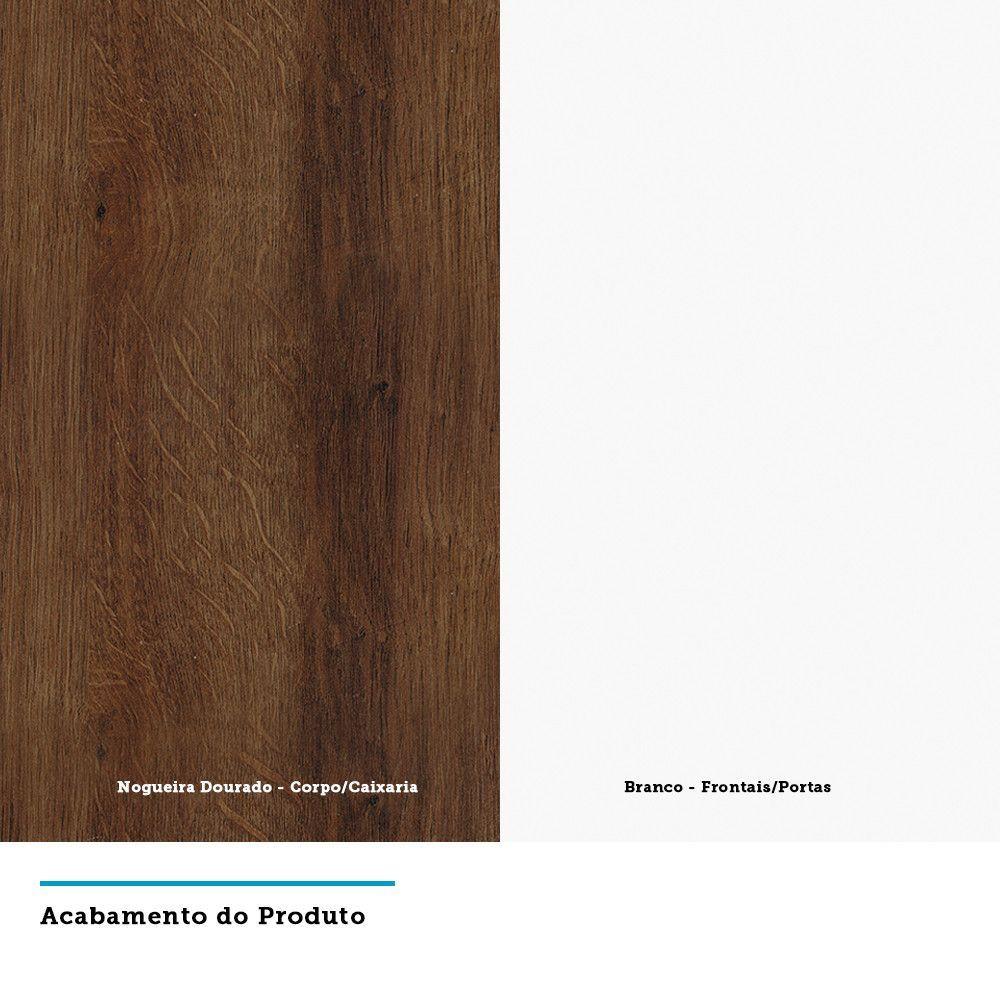 Armário Para Escritório Com Escrivaninha Dourado Com Branco