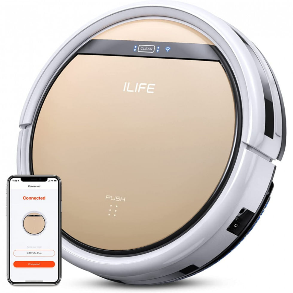 Aspirador de Pó Robô ILIFE V5s Plus com Conexão via APP WI FI e Auto Carregamento, 110V, Branco