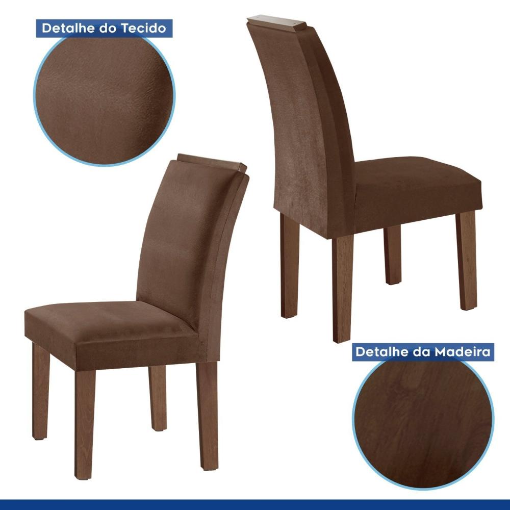 Conjunto Sala de Jantar Mesa Tampo de Madeira 6 Cadeiras  Rustic/Preto/Silver Britney Madesa - Madesa Móveis