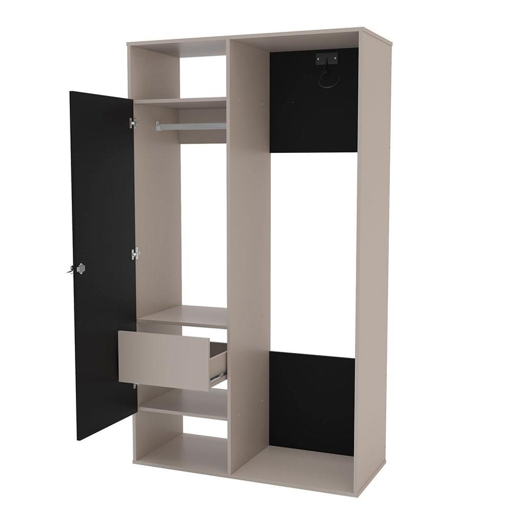 Armário Multiuso 1 Porta 1 Gaveta e Suporte para Bicicleta Nepal Cinza/Preto