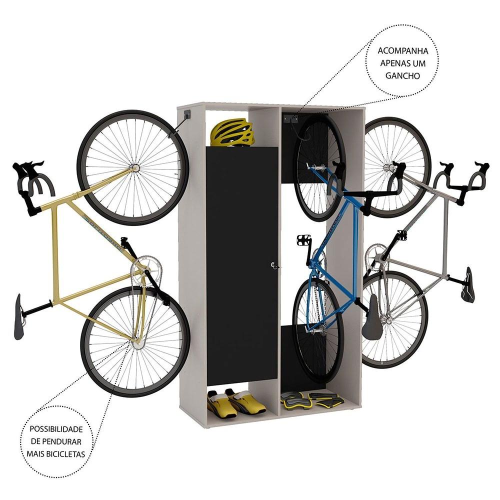 Armário Multiuso 1 Porta 1 Gaveta e Suporte para Bicicleta Nepal Cinza/Preto