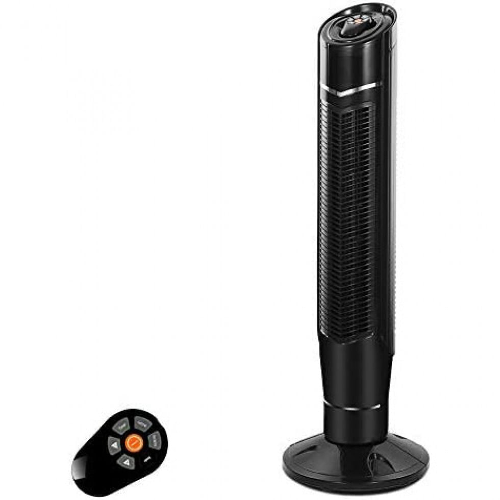 Ventilador de Torre Kismile com 8 Velocidades, Controle Remoto e Tela LED, Preto
