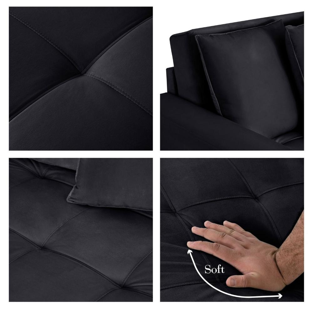 Sofá Retrátil 3 Lugares 200cm Nyc Tessuti Estofados Preto
