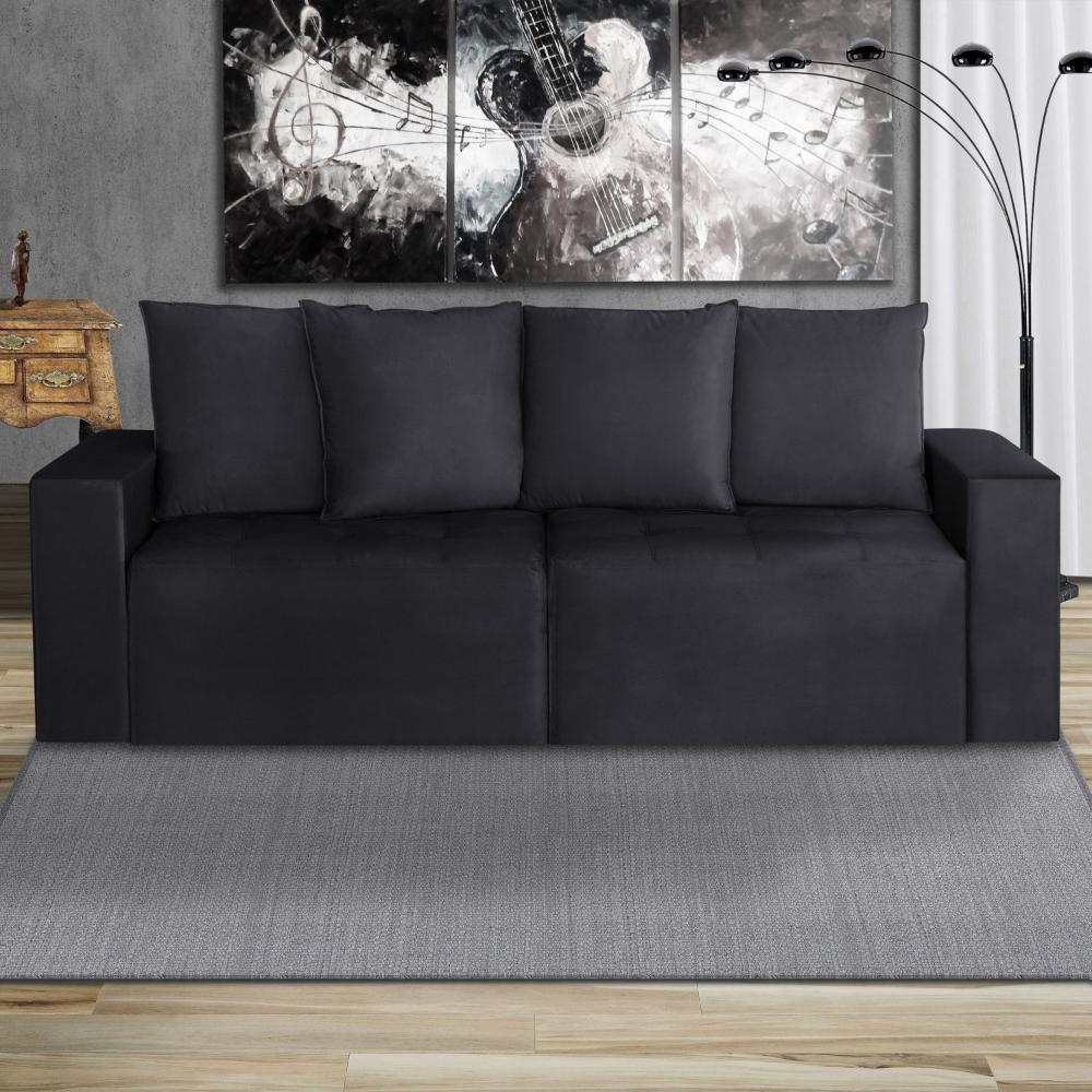 Sofá Retrátil 3 Lugares 200cm Nyc Tessuti Estofados Preto