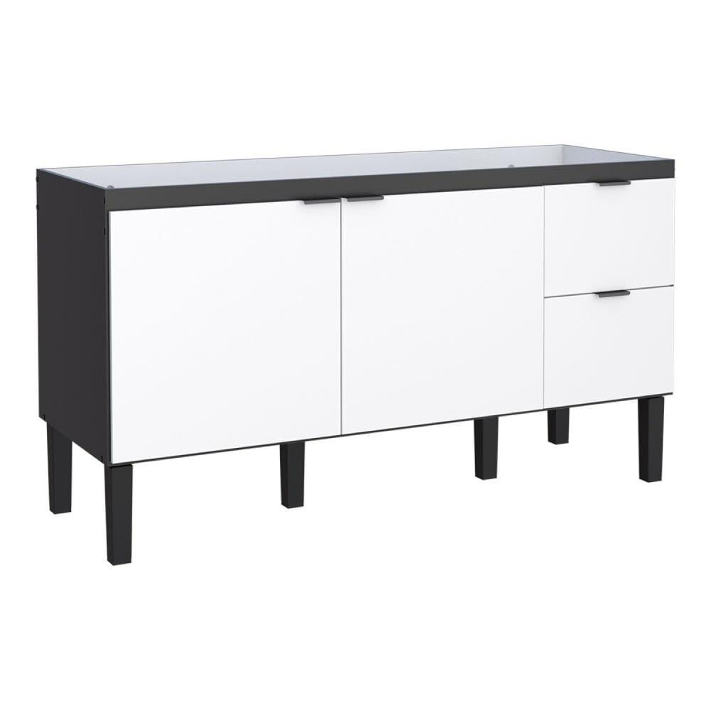 Gabinete de Cozinha para Pia 150cm 3 Portas 2 Gavetas Cozimax Branco/Preto