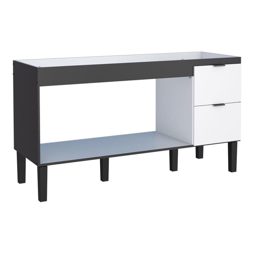Gabinete de Cozinha para Pia 150cm 3 Portas 2 Gavetas Cozimax Branco/Preto