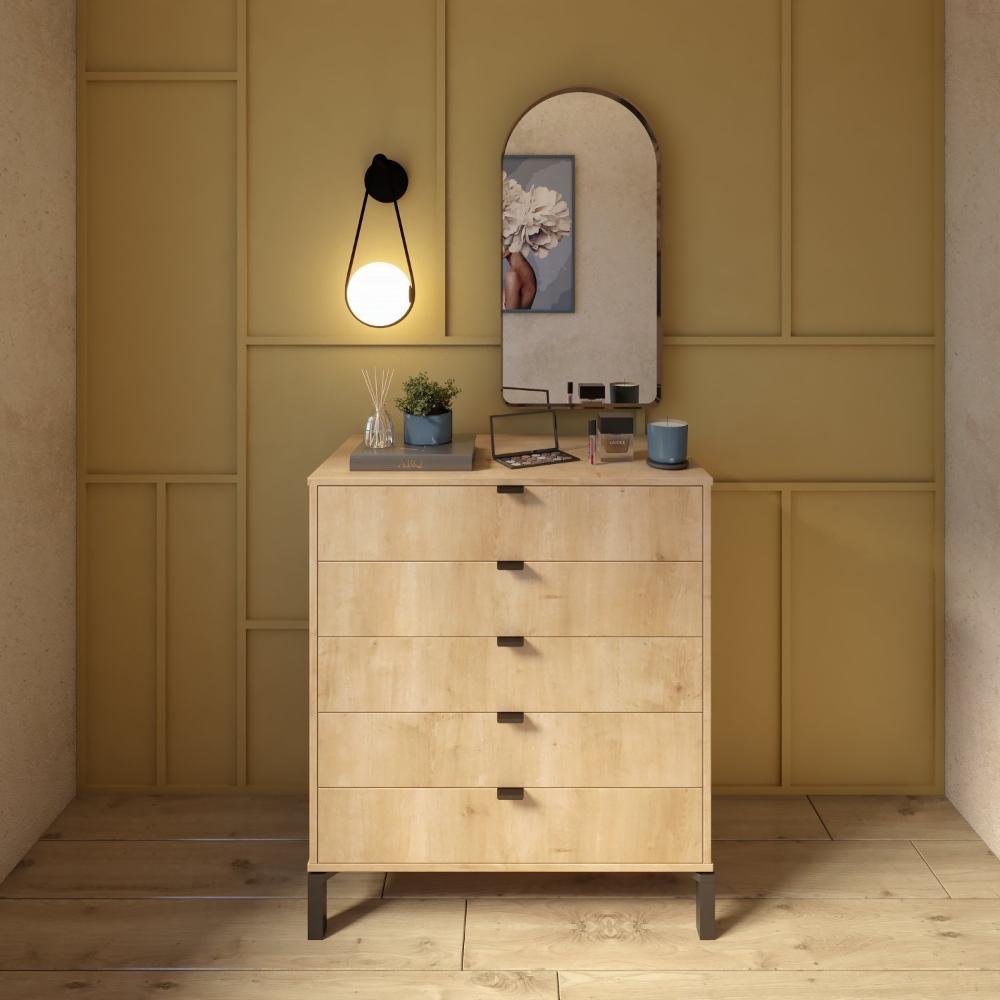 Cômoda 5 Gavetas Queens Falkk Amadeirado