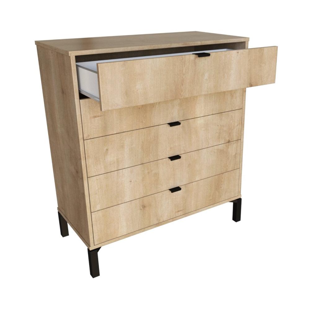 Cômoda 5 Gavetas Queens Falkk Amadeirado