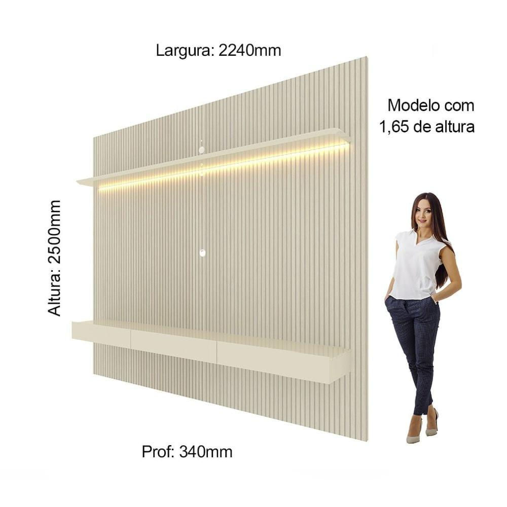 Estante Home para TV até 85 Polegadas com LED Requinte 220cm Gelius Móveis Off White