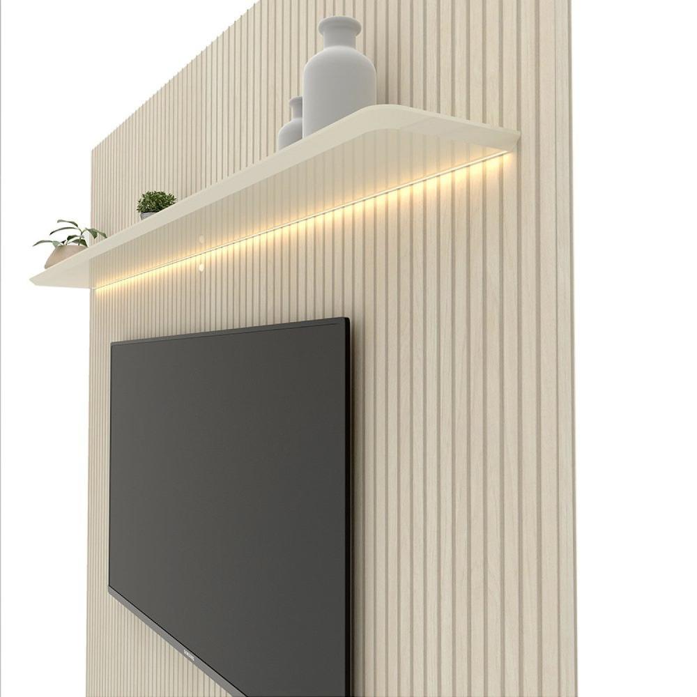 Estante Home para TV até 85 Polegadas com LED Requinte 220cm Gelius Móveis Off White