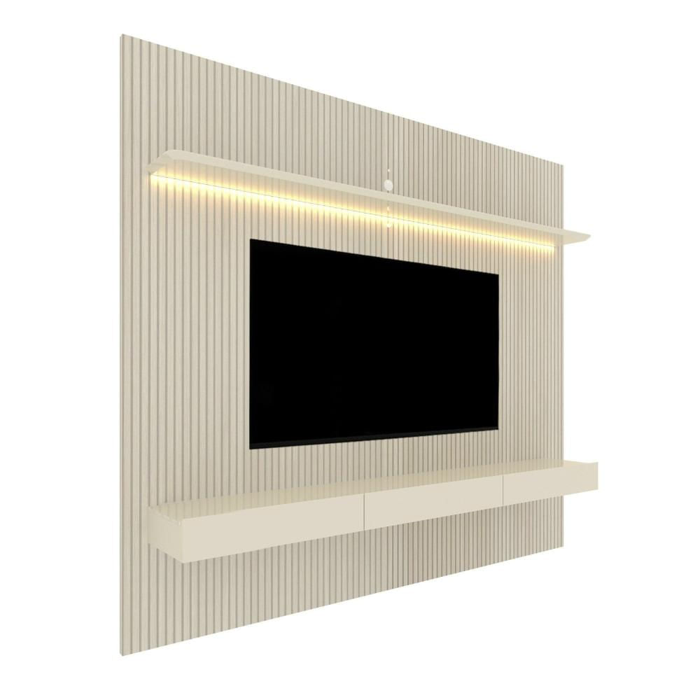 Estante Home para TV até 85 Polegadas com LED Requinte 220cm Gelius Móveis Off White