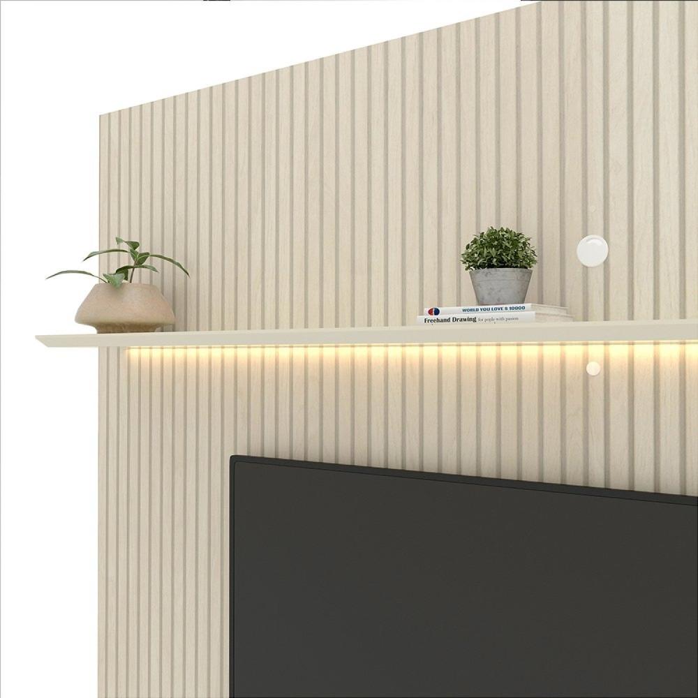 Estante Home para TV até 85 Polegadas com LED Requinte 220cm Gelius Móveis Off White