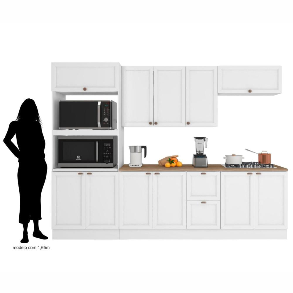 Cozinha Completo 11 Portas 2 Gavetas 2 Nichos para Forno Unna Poliman Móveis Branco