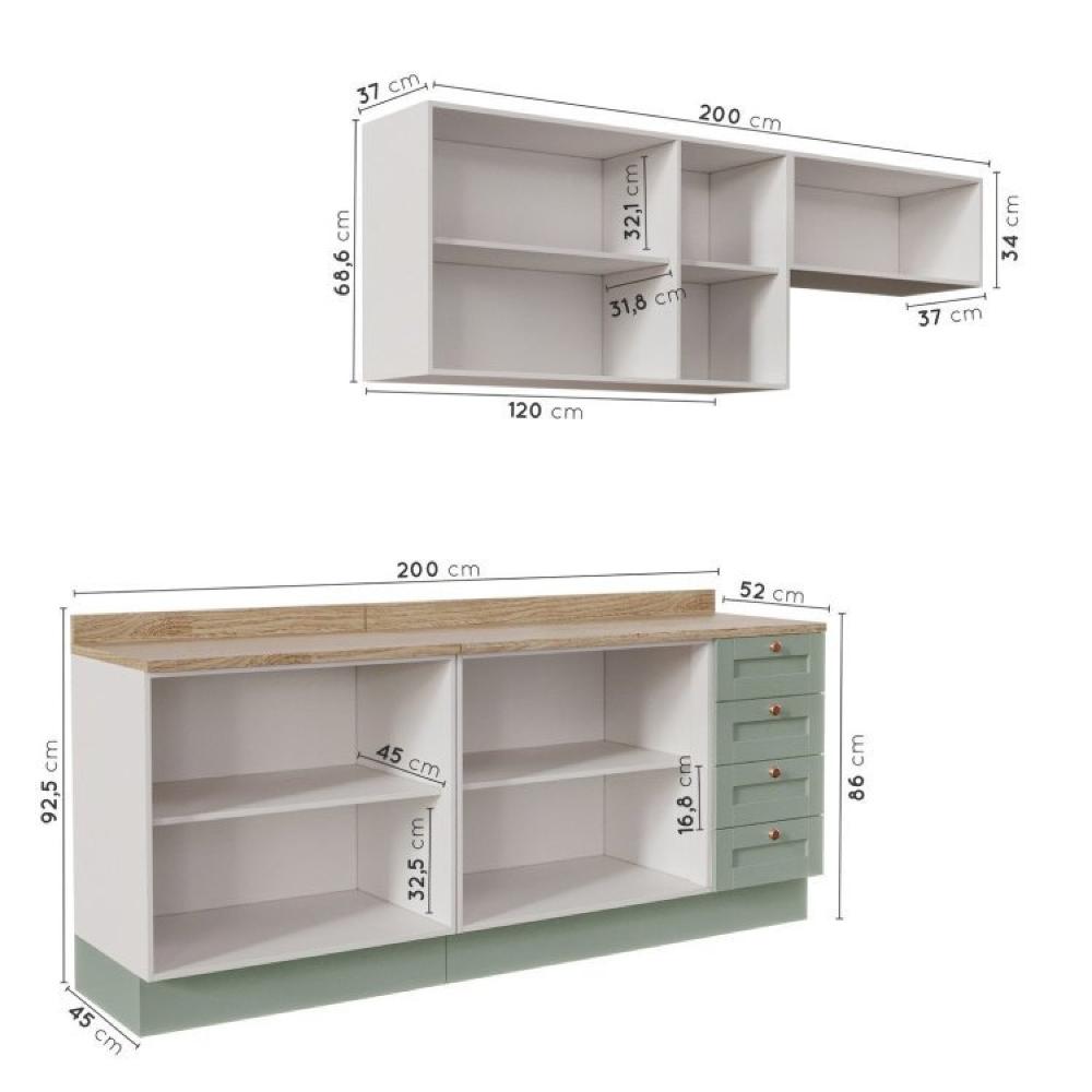 Cozinha Modulada 4 Peças Arizona CabeCasa MadeiraMadeira Branco/Menta