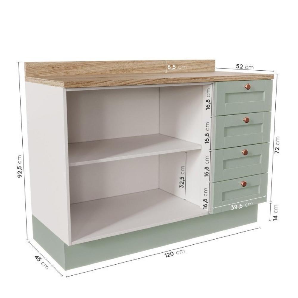 Cozinha Modulada 4 Peças Arizona CabeCasa MadeiraMadeira Branco/Menta