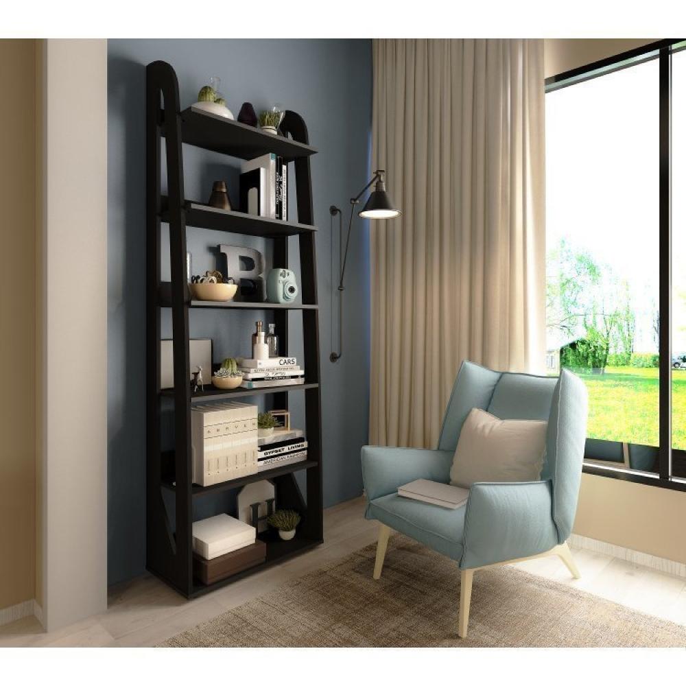 Conjunto 3 Estantes para Livros 6 Prateleiras Floripa Espresso Móveis Preto