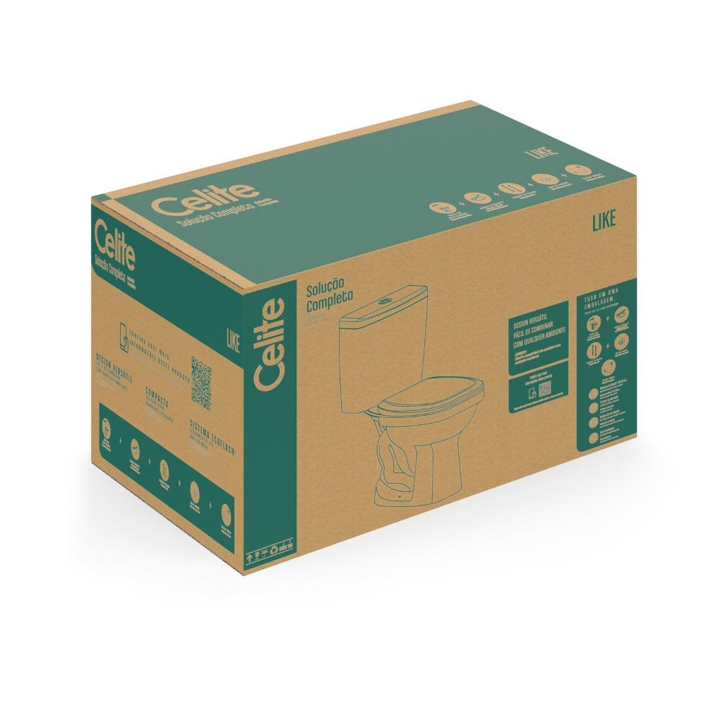 Kit Vaso Sanitário com Caixa Acoplada e Assento Like Celite Branco