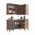 Miniatura Armário de Cozinha Compacta 4 Peças 2 Armários Aéreos e 2 Balções Reflecta Helena Espresso Móveis Castanho/Chumbo