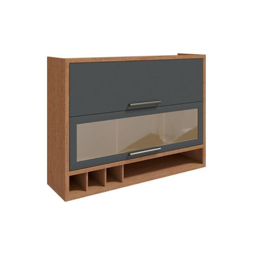Armário de Cozinha Compacta 4 Peças 2 Armários Aéreos e 2 Balções Reflecta Helena Espresso Móveis Castanho/Chumbo
