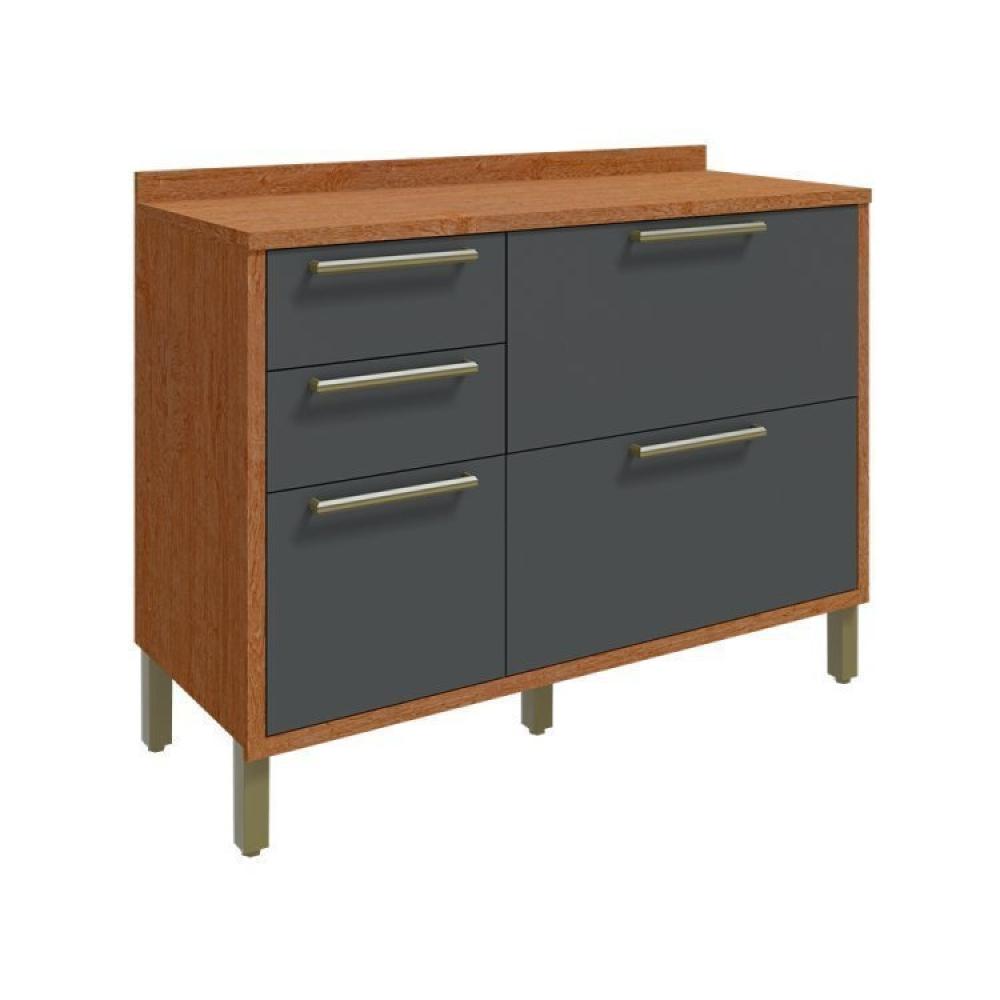 Armário de Cozinha Compacta 4 Peças 2 Armários Aéreos e 2 Balções Reflecta Helena Espresso Móveis Castanho/Chumbo