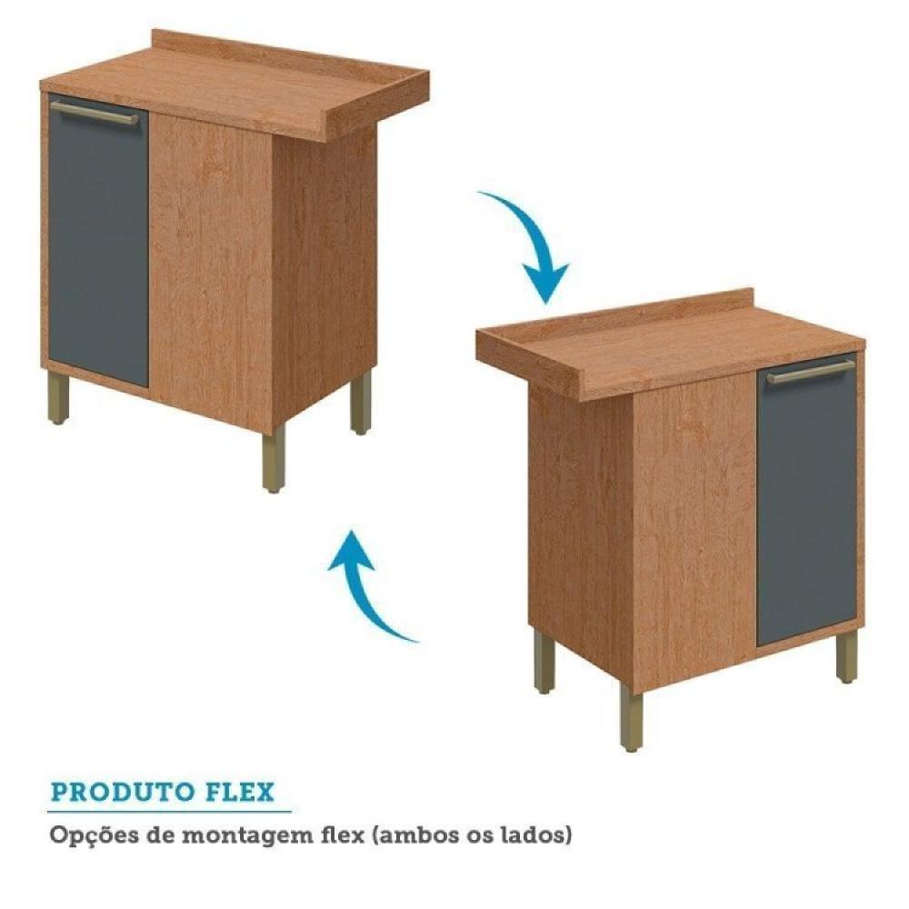 Armário de Cozinha Compacta 4 Peças 2 Armários Aéreos e 2 Balções Reflecta Helena Espresso Móveis Castanho/Chumbo